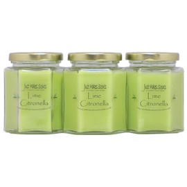Citronella Scented Blended Soy Candle for Indoor Use by Just Makes Scents (Lime Citronella 3-Pack)