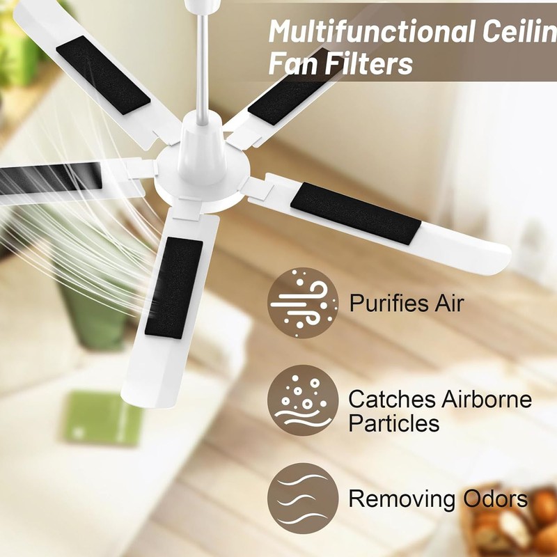 10Pcs Ceiling Fan Blade Filters Self Adhesive Rectangular Coconut Carbon