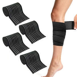 4 Pack Calf Compression Sleeve Men and Women,Elastic Calf Compression Bandage Sleeve,C alf Support & Shin Splints Bandage Wraps for Joint Pain Relief,Leg Stability Adjustable (Black)