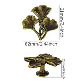 Hetyskluy Furniture Knobs Pull - Ginkgo Leaf Shape Knob，Vintage Bronze Leaves Knob Handles for Kitchen Cabinet Drawer Dresser Doors, Single-Hole Hardware Decorative Handles 4 PCS (Bronze)