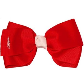 Mia Spirit Bow Barrette, Extra Large Grosgrain Ribbon Bow On Auto-Clasp Barrette, Red with White Center, 7.5 Inches Long, For School, Dance, Cheer, Sports 1pc