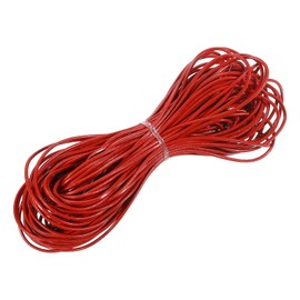 sourcing map Red Leather Cord, Round Leather String Leather Lace Rope for Necklace, Bracelets, Braiding, Jewellery, Crafts,1.5mm x 20m