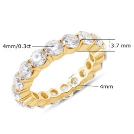 SAVEARTH DIAMONDS Eternity Moissanite Ring, 5cttw D Color Lab Created Diamond 14K Yellow Gold Over Sterling Silver Eternity Wedding Band Ring for Women-9.5
