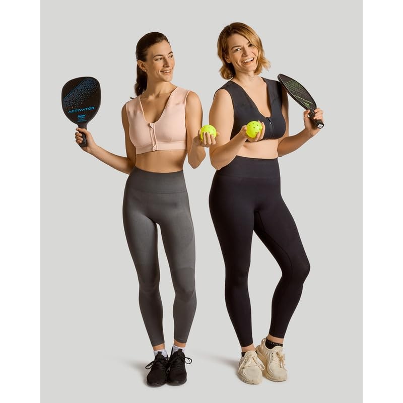 Tommie Copper Shoulder Support Compression Bra with Front Zipper Closure