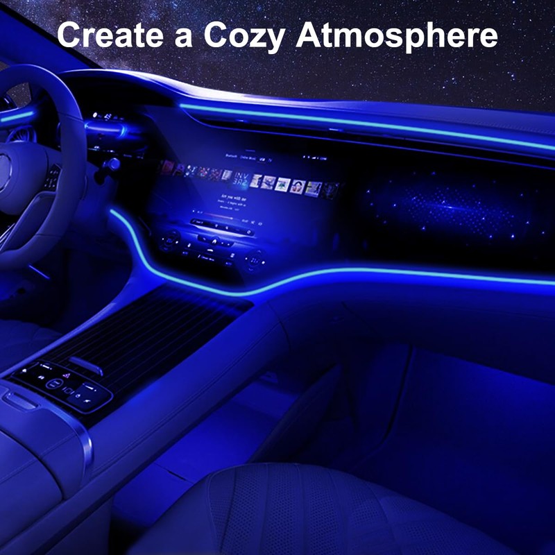 EL Wire Interior Car LED Strip Lights, 16.5FT USB Neon