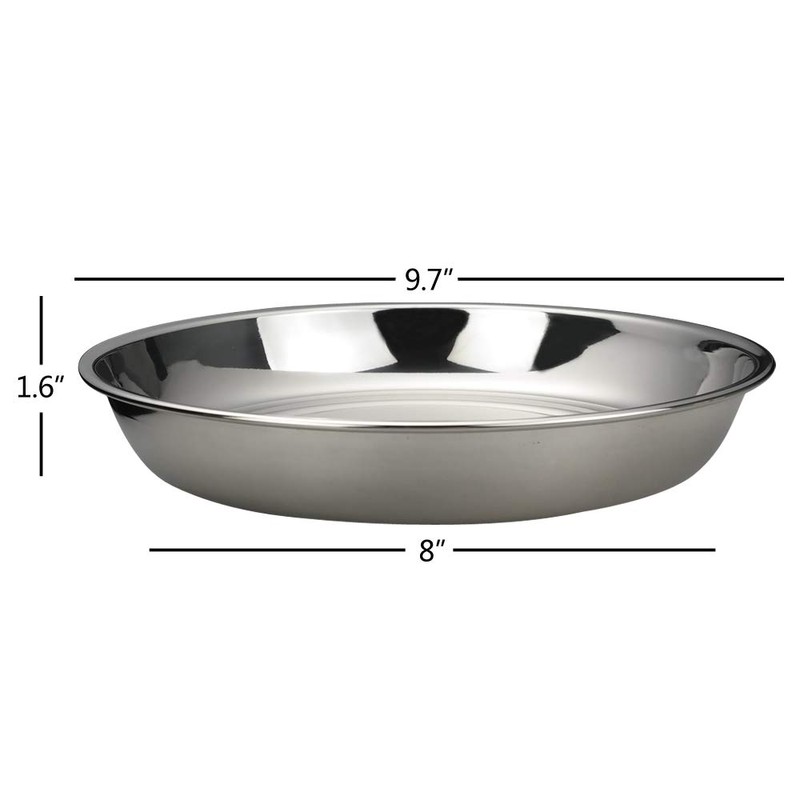 Qskely Stainless Steel Dinner Round Plates, 4 Pack Food Grade