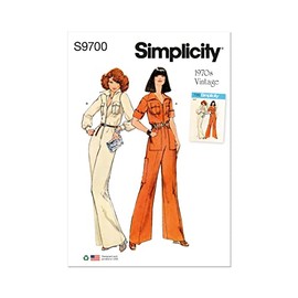 Simplicity Vintage Jumpsuit Sewing Pattern Kit, Code S9700, Sizes 18-20-22-24-26, Multicolor