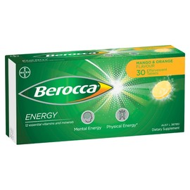 Berocca Energy with 12 Essential Vitamins & Minerals Effervescent Tab (Mango & Orange) X 30