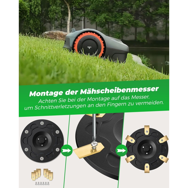 Yivy Robot Lawnmower Blade Plates + 30 Blades, Compatible with