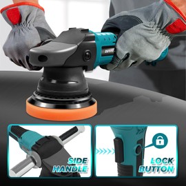ZUYIYI Cordless Buffer Polisher w/ 2× 3.0Ah Batteries, 5 Inch Portable Orbital Polisher Machine, 3 Variable Speed, Car Buffer Waxer Kit for Car Boat Detailing, Polishing, Scratch Removing