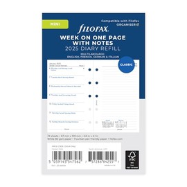 Mini Week per page with notes 4 language 2025