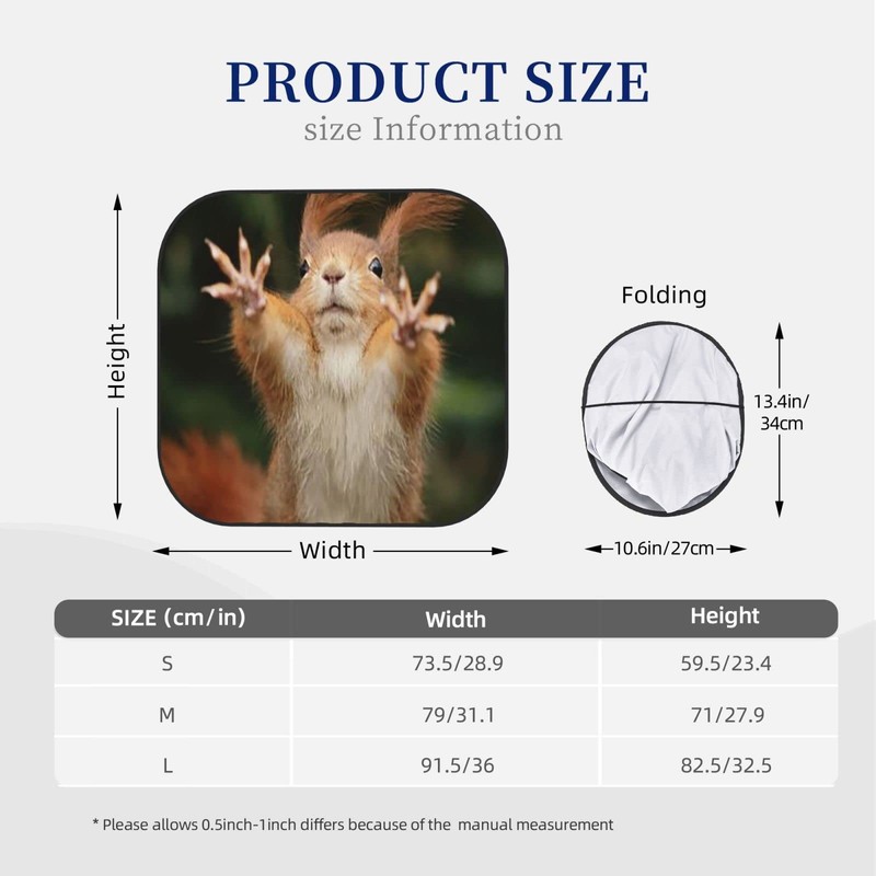 KiuLoam Squirrel Funny Animal Meets Car Windshield Sun Shade, 2-Piece