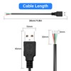PNGKNYOCN 30cm USB DIY Pigtail Cable, 22AWG 5V/3A USB A