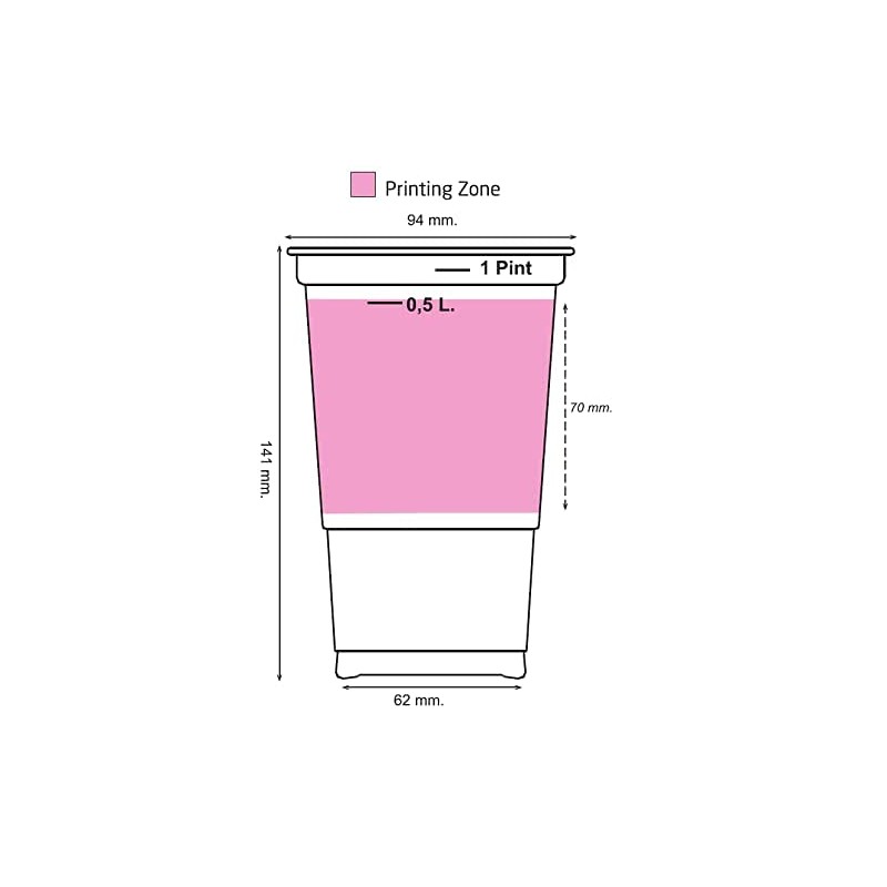 LogiPack GeRo Pack of 800 Plastic Cups 0.5 L /