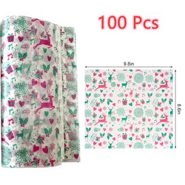 100 Pcs Christmas Wax Paper Sheets for Food,Decorative Parchment Paper Basket Liners Food Picnic Paper Sheets Waterproof Sandwich Wrapping Paper Greaseproof Deli Paper (Green Reindeer)