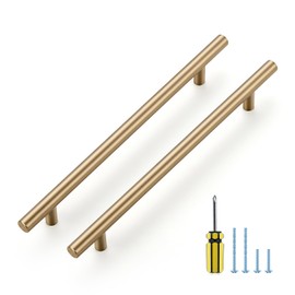 Ravinte 5 Pack Kitchen Cabinet Handles Champagne Bronze 7-1/2 Inch Hole Center Stainless Steel Pulls for Dresser Drawer Cupboard Handles with Screwdriver, 10 Inch Length