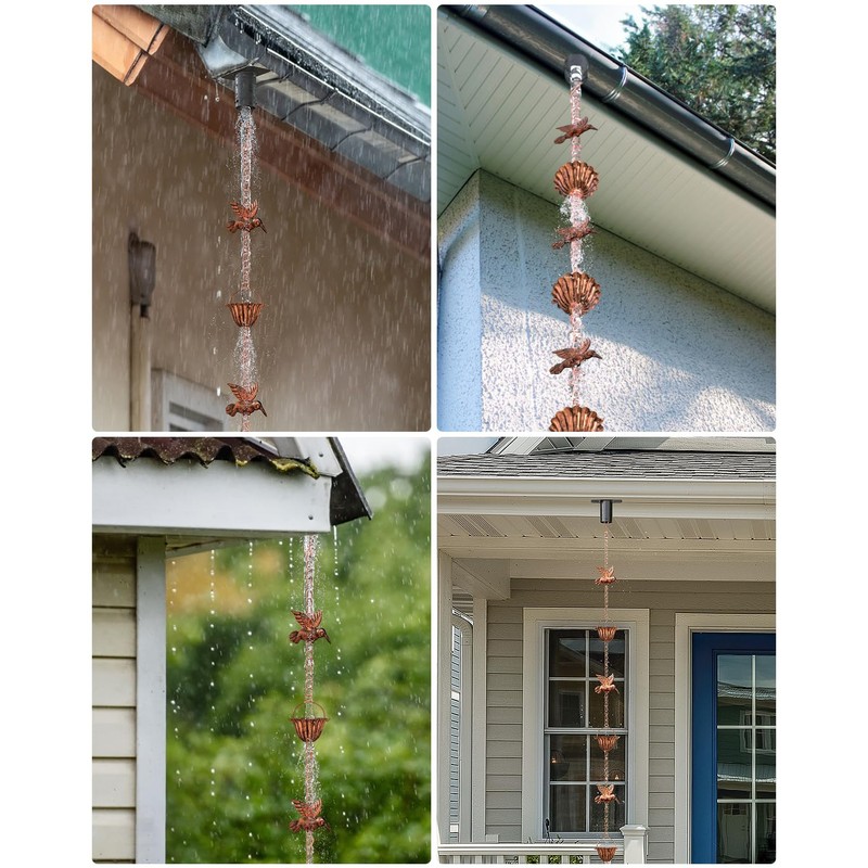 INNOWARMER 8.8ft Rain Chains for Gutters Outside, Rain Catcher Chain
