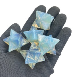 Sunshcat Synthetic Opalite Merkaba Hexagonal Star Crystals and Healing Stone,1 Inchs Crystal Protection Sacred Meditation Energy Healing Chakra ﻿