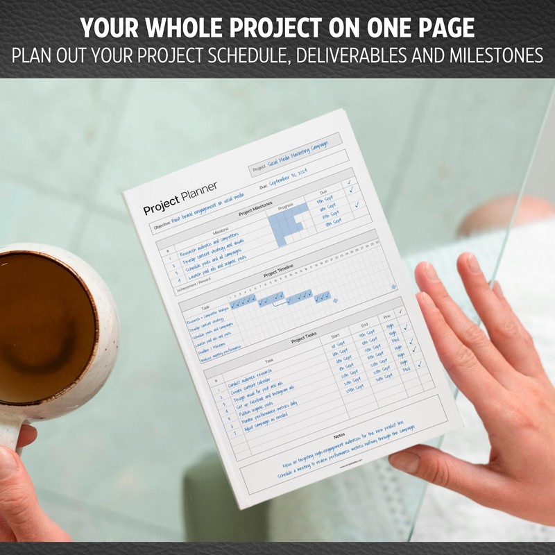 Project Planner Notepad - Project Management Organizer Desk Pad -