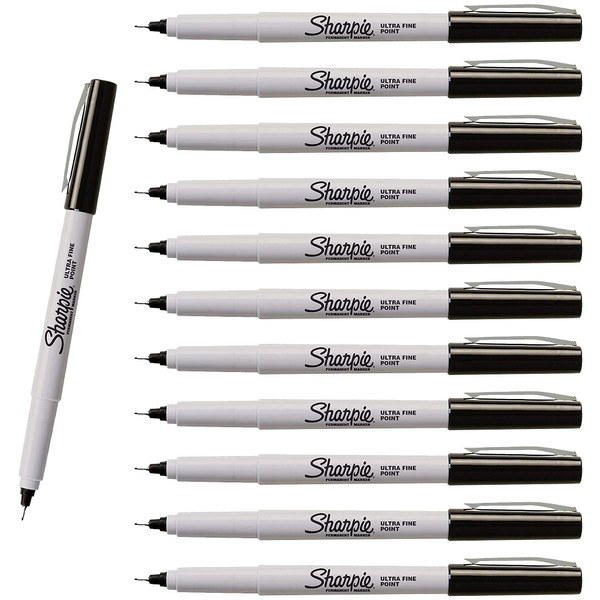 SHARPIE Permanent Markers, Ultra Fine Point, Black, 12 Count - 1 Pack