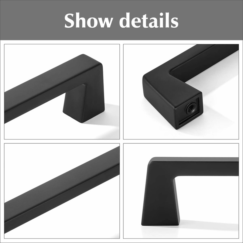 khtumeware 10 Pack 5 Inch(128mm) Kitchen Cabinet Handles,Matte Black Cabinet