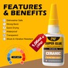 Ceramic Super Glue Liquid, Clear Instant Cyanoacrylate Adhesives for Ceramic