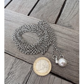 Dirndl Necklace Bodice Chain for Dirndl Slim Sturdy Metal Chain with Plastic Pearl Length 1.5 m, 1,5m, Metal