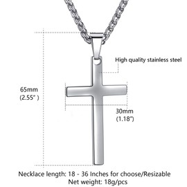 Jwelbuete Cross Pendant Necklace for Men Stainless Steel Titanium Necklace,18-36 Inches (18)