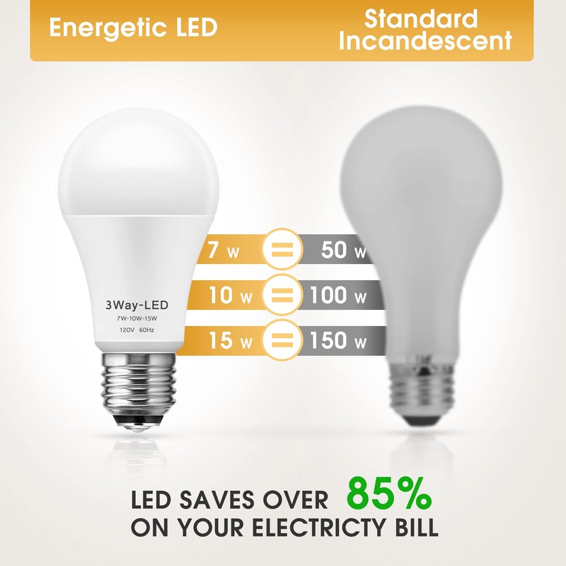 Briignite LED Light Bulbs, 3 Way Light Bulbs 50 100