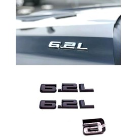 2Pcs Overlay 6.2L Emblems Car Badge Decal Compatible with 2019-2025 Silverado 6.2L Hood Emblem (Matte Black)