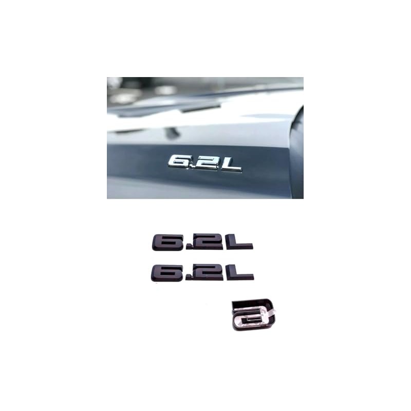 2Pcs Overlay 6.2L Emblems Car Badge Decal Compatible with 2019-2025