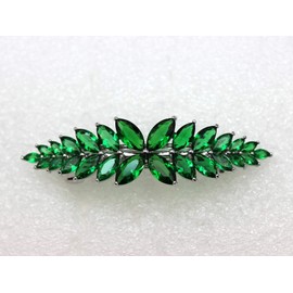 Faship Gorgeous Green CZ Crystal floral Hair Barrette
