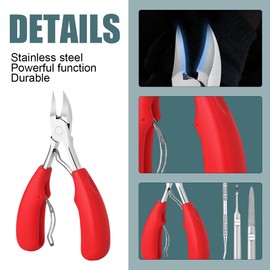GXGM Profi Fußnagelzange Set,Edelstahl Fußnagel Nagelschere Set Zehennägel Pediküre Set mit Nagelknipser für Dicke Eingewachsenen Harten Fußnägel Paronychie Onychomykose (Rot)