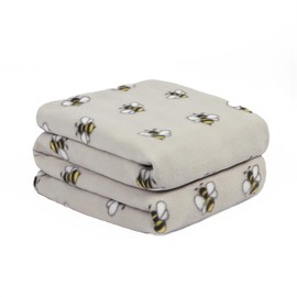 Dreamscene Bumble Bee Fleece Throw Blanket, Winter Warm Sofa Bed Grey Throw Bed Picnic Blanket Throw Over Soft Plush Garden Cosy Chair, Grey 120 x 150cm