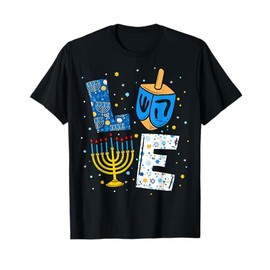 LOVE Cute Hanukkah Decorations Dreidel Menorah Chanukah T-Shirt