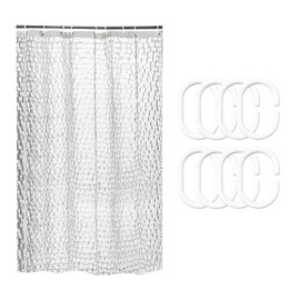 1 Piece Shower Curtain With 8 Shower Curtain Rings, Waterproof And Mildew-Proof, Quick-Drying, 3d Transparent Eva, Bathroom Curtain, Suitable For Bathroom, Kitchen, Apartment, Rv (120 * 200cm)