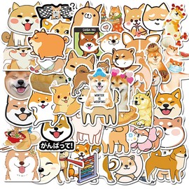 Cute Shiba Inu Stickers, Funny Dogs Animals Stickers for Water Bottles Laptop Computer Phone Suitcase, Pets Waterproof Kids Stickers for Teens Girls (Shiba Inu Dogs)