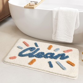 Ankah Get Naked Bath Mats, Rude Swear Words Unique Funky Cute Bathroom Rugs, Non Slip Rubber Backed Machine Washable, Cool Shag Absorbent Bath Rug for You Home, 17.32" x 29.92" (Clean)