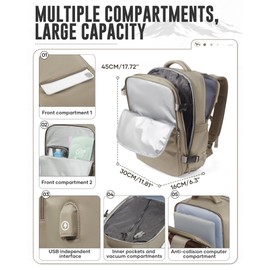 hapfoxx vacuum backpack travel suitable for both men and women, airline approved 18 x 14 x 8 inches personal item bag, waterproof personal item laptop backpack, brown