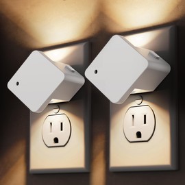 L LOHAS LED Night Lights Plug into Wall,[2-Pack] Plug in Night Light,Dusk to Dawn Sensor,Brightness Adjustable,Warm White 3000K,for Hallway Bedroom Bathroom