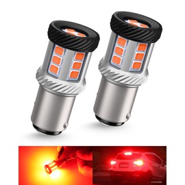 BORDAN S25 LED Double Red Super Brightness Compatible with Vehicle Inspection 180 Degree Steps, LED Brake Lamp, Tail Lamp, Built-in Canceller, DC 12 V, Universal Replacement, Pong Included, Set of 2