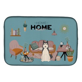 Caroline's Treasures CK7870DDM West Siberian Laika Spitz Sweet Home Dish Drying Mat Absorbent Dish Drying Mat Pad for Kitchen Counter Dish Drainer Mat for Countertop, 14 x 21", Multicolor