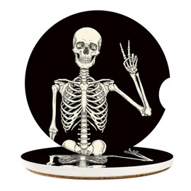 Britimes Skeleton Car Coasters for Drinks, 2 Pack Ceramic Stone 2.56 Inch
