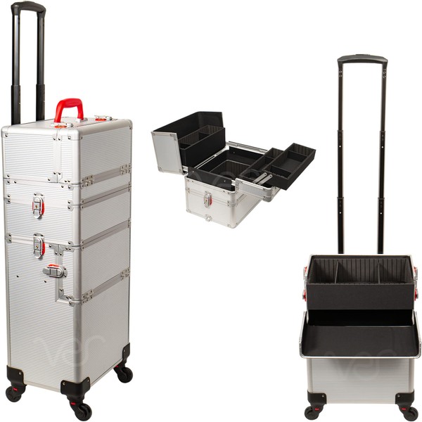 JustCase VT002 - Silver Smooth Pattern 4-Wheels Professional Rolling Aluminum