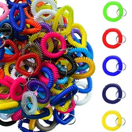 EUDORALIFE 200 PCS Wristlet Keychains Stretchable Plastic Wrist Keychain Bracelet Key Chains Wrist Coil Wrist Band Key Ring Chain Holder for Office, Outdoor Sport, Sauna, Workshop, Shopping Mall