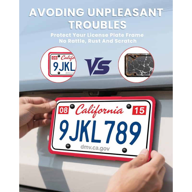 2 Pack Silicone License Plate Frames Black, Car Plate Frame