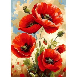 QQYRHN 5D Poppies Diamond Painting Kit for Adults Beginners Red Flowers Diamond Art Kits Complete DIY Diamond Embroidery Set Perfect for Relaxation and Decoration 30 x 40 cm