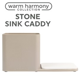 Salter LASAL71595CEU7 Stone Sink Caddy - Sink Utensil Holder, Quick Drying Natural Stone Platform for Sponges, Sink Organiser with Non-Slip Base & Drainage Holes, Warm Harmony