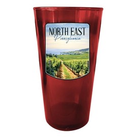 R and R Imports North East Pennsylvania Vineyard Design Souvenir Plastic 16 oz Pint Red Single