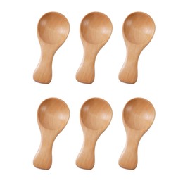 Boutihao 6 Pcs Small Wooden Spoon, Mini Salt Scoop Wood Spoon with Short Handle, Handmade Wood Salt Spoons, Multi-Purpose Wooden Spoon for Small Jars of Jam, Spices, Seasoning, Sugar, Honey, Coffee